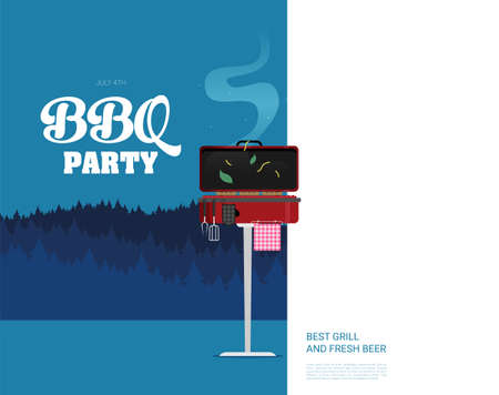 Barbecue. Flat style design - vectorのイラスト素材