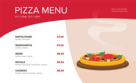 Flat style. Pizza card menu. Vector illustration.のイラスト素材