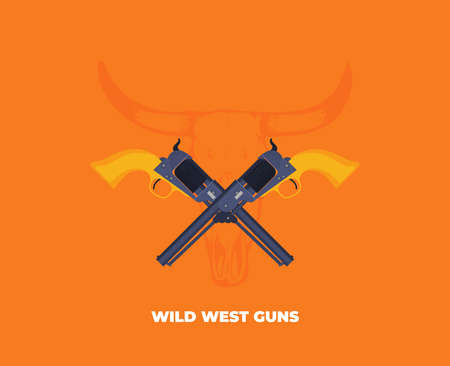 Flat vector illustration of antiquated American Gun.のイラスト素材