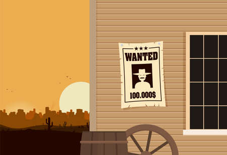 Vintage wanted poster flat vectorのイラスト素材