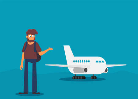 Holiday for businessman, man with travel bagのイラスト素材
