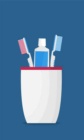 Toothbrush and toothpaste isolated on a flat background vector illustration.のイラスト素材