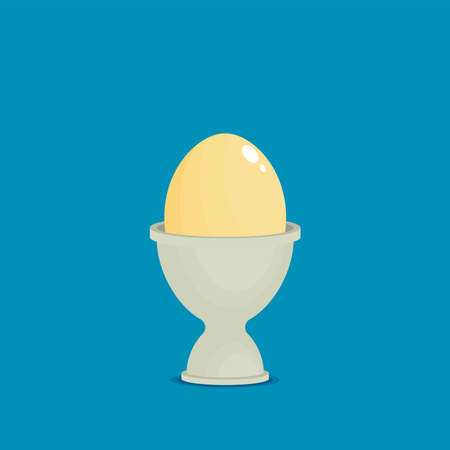 Vector Breakfast soft Boiled Eggs Illustration, simple flat design with banner and textのイラスト素材