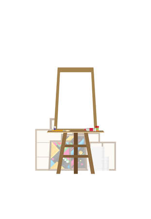 easel flat vector in studio interiorのイラスト素材