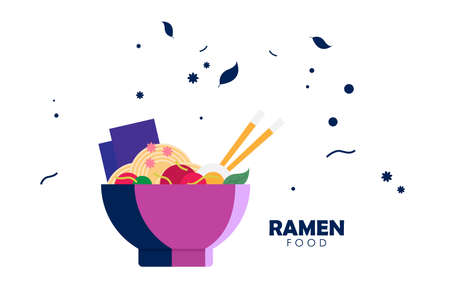 Flat noodle ramen graphic vector illustrationのイラスト素材