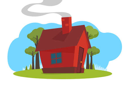 Family home in flat style. Vector illustration.のイラスト素材