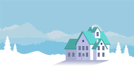 Landscape. Vector illustration. Sunset flat illustrationのイラスト素材