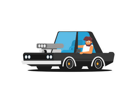 Muscle car. Flat styled vector illustrationのイラスト素材
