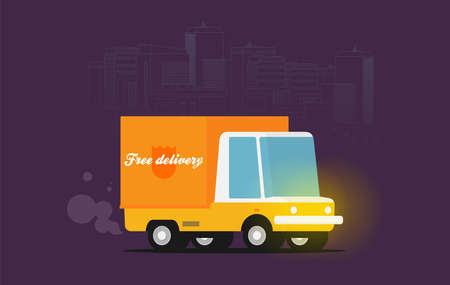 Vector Free Shipping car. Flat vector.のイラスト素材