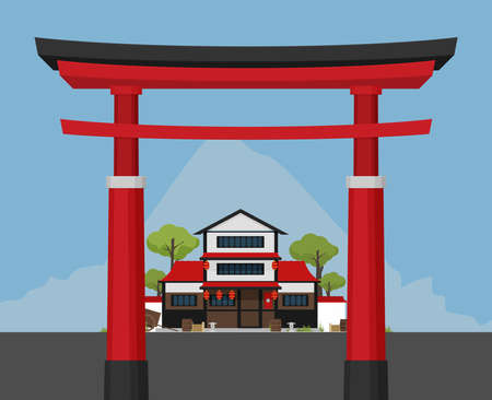 Japan country design template in flat design style isolated on color backgroundのイラスト素材
