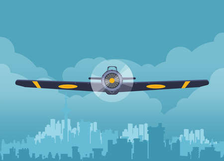 Plane or airplane in the sky vector illustration in flat style