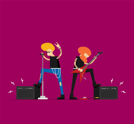 Flat vector brutal cartoon rockerのイラスト素材