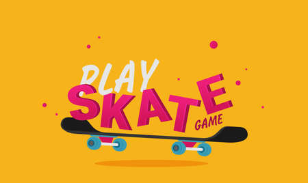 skateboard flat vector isolated on color backgroundのイラスト素材