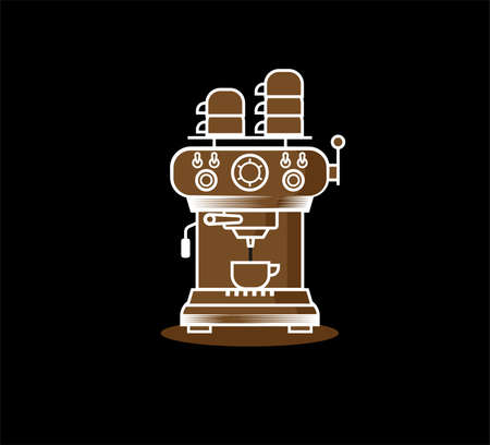 Flat vector coffee machine iconのイラスト素材