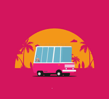 Vector illustration of a travel car isolated on color backgroundのイラスト素材