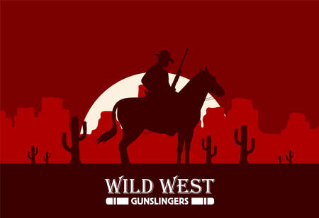 Western desert landscape at sunset vector illustration.のイラスト素材