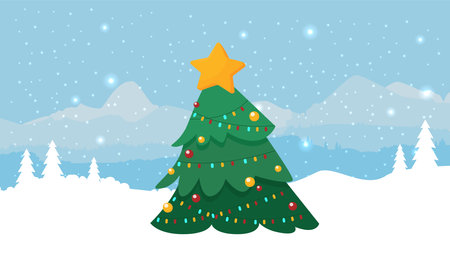 Christmas card in flat style. Greating vector cardのイラスト素材