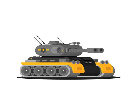 Flat vector modern tank isolated on bright backgroundのイラスト素材