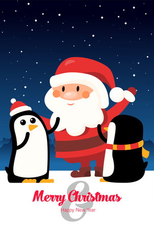 Christmas card in flat style. Greating vector cardのイラスト素材