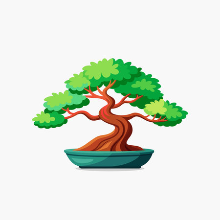 Vector illustration flat icon of bonsai treeのイラスト素材