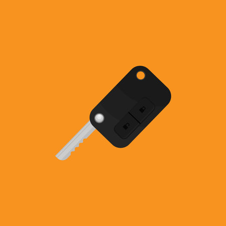 Car key icon in trendy flat style isolated on orange background. Vector illustration.のイラスト素材