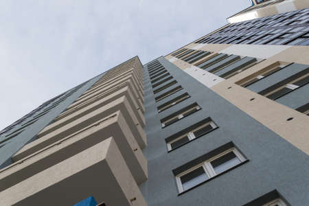 building view from the bottom up, windows, balconies
