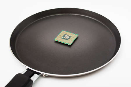 The computer processor in the pan. Hot processorの写真素材