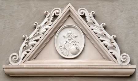 Lublin, Poland, decoration above the window in the old townの写真素材