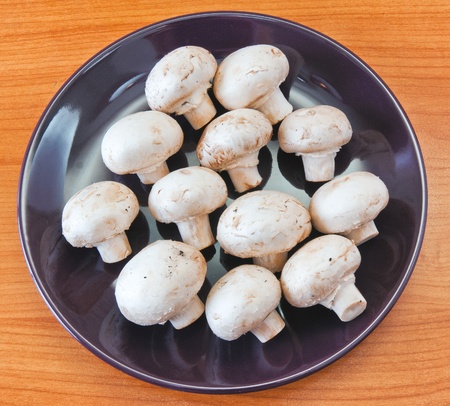 mushrooms on plateの写真素材