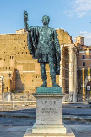 Rome  Bronze sculpture of the Emperor Nervaの写真素材