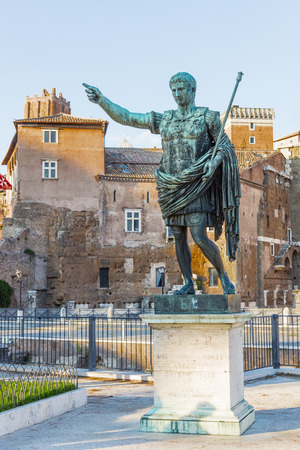 Rome  Bronze sculpture of the Emperor Octavian Augustusの写真素材