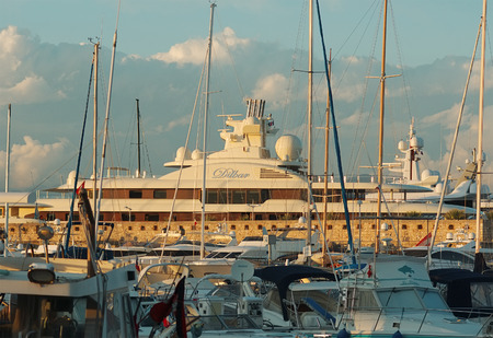 The forest of masts in the marina Antibes eveningの写真素材