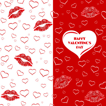 Happy Valentine's Day card, invitation or flyer with hearts on red and white backgroundsのイラスト素材