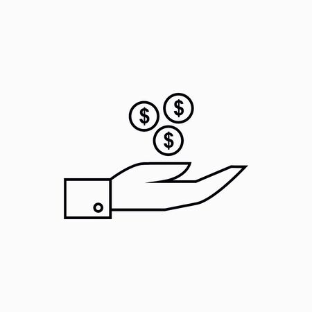 Money on hand symbol illustration objects the picture imaged graphic outline icons.の写真素材