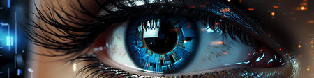 Close-up of human eye. Conceptual image of artificial intelligenceの素材