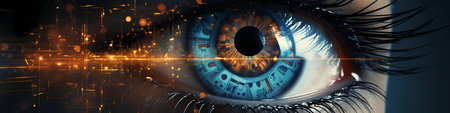 Close-up of human eye. Conceptual image of artificial intelligenceの素材