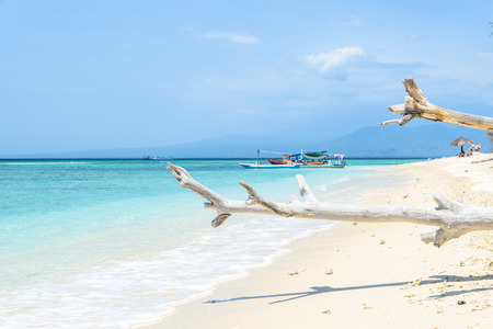 Beach of Gili Meno with crystal clear turquoise water, Lombok, Indonesiaの写真素材