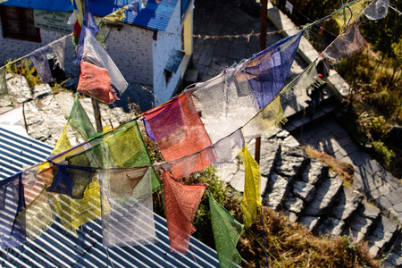 Tibetian prayer flag in Annapurna region, Nepal
