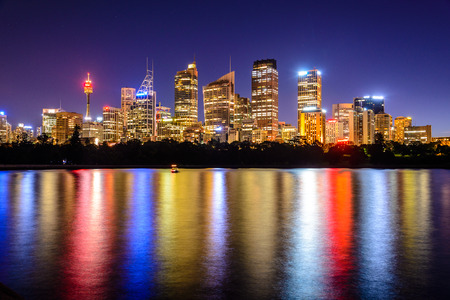 Sydney Skyline at night, Royal Botanic Gardenのeditorial素材