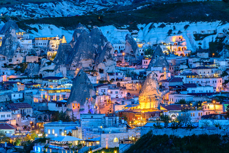 GOREME, TURKEY - MAY 07, 2015: Goreme at night, Cappadociaのeditorial素材