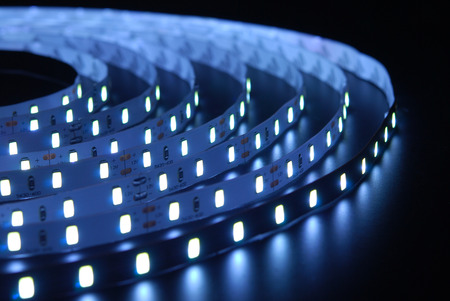 Led stripe is isolated on the black backgroundの写真素材