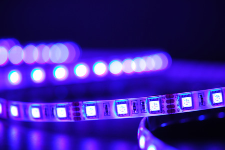 Led stripe is isolated on the black backgroundの写真素材