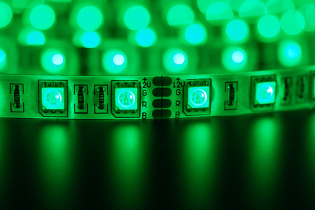 Led stripe is isolated on the black backgroundの写真素材