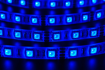 Led stripe is isolated on the black backgroundの写真素材