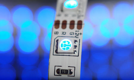 LED ribbon on a background of lightsの写真素材