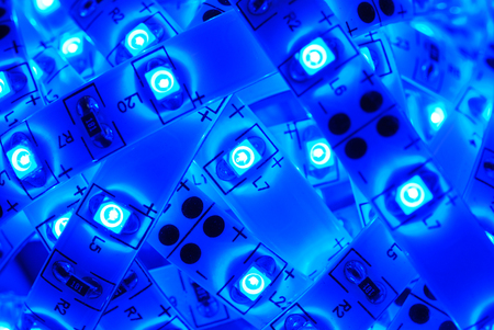 background from included shining blue led stripの写真素材