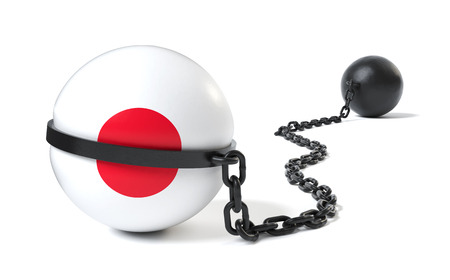 Japan hold back by a Ball and Chain restraint deviceの写真素材