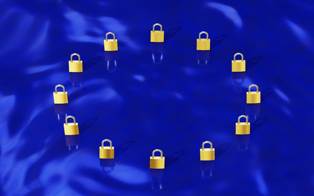 European Union Data Protection Gold padlocks forming a EU flag (GDPR)の写真素材