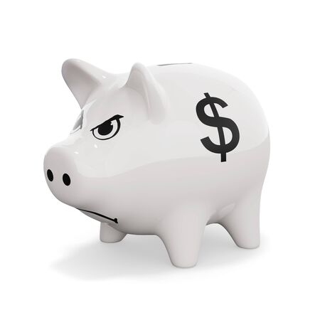 Piggy bank for dollar savings is angryの写真素材