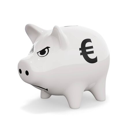 Piggy bank for euro savings is angryの写真素材